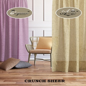 Tissu de rideau décoratif en polyester 100% de qualité supérieure texturé transparent avec style flammé en lin tissé pour la décoration de la maison et de l'hôtel - Product Image 2