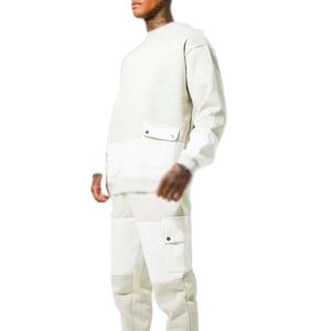 Chándal de chándal con logotipo personalizado, conjuntos de 2 piezas Unisex para hombre, pantalones Cargo de gran tamaño sólidos, chándal de diseñador, 100% algodón transpirable - Product Image 2