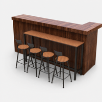 Table de bar haute moderne en WPC et métal pour extérieur, anti-corrosion, pour balcon, cour, salon de thé, café