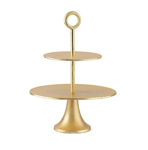 2 Tier Brass Cake Stand Vintage-style Antique Brass Cupcake Stand Perfect for Weddings <b>Baby</b> <b>Showers</b> - Product Image 1