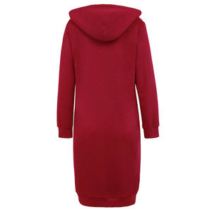 Vestido Sudadera con Capucha y Logotipo Personalizado para Mujer, con Cremallera Completa y Decoración de Insignia, 100% Algodón Canvas - Product Image 6