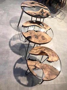 Tự Nhiên Rắn Gỗ Epoxy Nhựa Bàn Cà Phê <span class=keywords><strong>Handmade</strong></span> Cho Cuộc Sống Và Văn Phòng Không Gian Trung Tâm Bàn Cà Phê Được Làm Bằng Nhựa Epoxy - Product Image 2