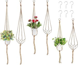 Macramé plante cintre intérieur suspendu jardinière panier perles en bois décoratif porte-pot de fleur taille personnalisée disponible. - Product Image 1