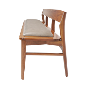 Banc de salle à manger en bois de noyer massif Rembourrage en cuir de vachette italien Style ferme Bois dur durable | | BESIMI - Product Image 1