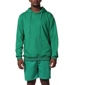 Conjunto personalizado de Sudadera con capucha y pantalones cortos para hombre 100% chándal de lana de algodón con diseño personalizado y logotipo Sudadera con capucha y conjunto corto - Product Image 1