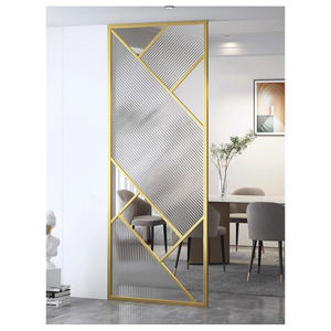 Sleek Minimalist Stainless Steel Room <b>Partition</b> with Elegant Slatted Design for Home & <b>Office</b> Interior Decor - Product Image 5