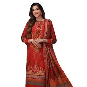 Estampado de Karachi de algodón pesado con diseñador expansivo con mal dupatta - Product Image 6