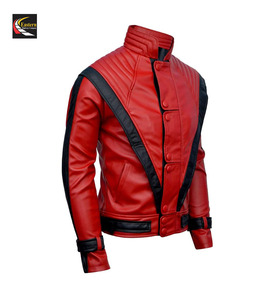Veste en cuir rouge et noir mode hommes veste noire/hommes vestes en cuir/vestes en cuir du Pakistan - Product Image 3