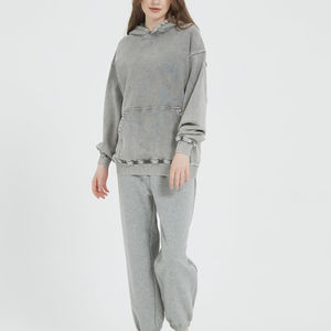 <b>Women's</b> Casual Acid Wash <b>Fleece</b> Hoodies Wholesale Customizable Front Digital Printing Plain Dyed for Winter Season Use OEM - Product Image 2