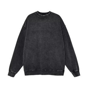 เสื้อสเวตเชิ้ตย้อมสีแบบ Acid Wash ผ้าฝรั่งเศสเทอร์รี่คอตตอน คอกลม ทรงดิสเทรส คุณภาพสูง เสื้อฮู้ดดี้และเสื้อสเวตเชิ้ตผู้ชาย - Product Image 4