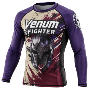 High Quality Long Sleeve Fighter <b>Compression</b> <b>Shirt</b> Rash Guard Quick Dry Workout Gym Fitness Running Venum Fighter Rash Guard - Product Image 4