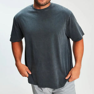 T-shirt 100% coton pour homme, coupe ample, imprimé, T-shirts pour homme en lavage à l'acide, col rond, fitness, bonne qualité, T-shirts en lavage à l'acide pour adultes - Product Image 1