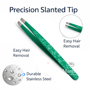 Pinzas Profesionales de Primera Calidad para Cejas, Duraderas, con Patrón Verde, de Acero Inoxidable, Punta Inclinada, Herramienta Cosmética para Depilación de Cejas - Product Image 2