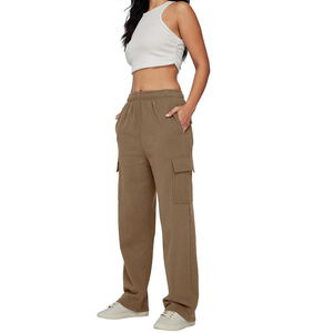 Nurak 2026 High Quality Women's Casual Slim Fit <b>Fleece</b> Flare <b>Pants</b> Loose Fit with Wide Leg Pocket Fashionable Canvas Design - Product Image 1
