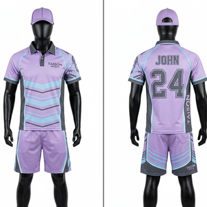 Maillot d'arbitre de lacrosse pour hommes, tissu polyester premium 180 GSM, anti-humidité, design à panneaux gris et violet, logo personnalisé par sublimation - Product Image 1