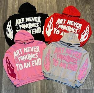 Custom 420 Gsm Streetwear Rhinestone Cotton Embroidery Patch Logo Boxy Vintage Crop Acid Wash <b>Men</b> Oversized Printing Hoodies - Product Image 1