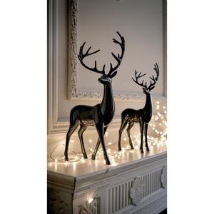 Assis et debout noir renne Sculpture métal artisanat décoration de noël objets noir cerf Figurine décoration de la maison Arts - Product Image 5