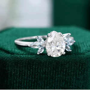 2.5ctw 5*7ลูกแพร์และ2.5*5 Marquise Moissanite เพชรแหวนหมั้น S925หรูหราสีเงินที่มีหินด้านข้างสำหรับงานแต่งงานหรือของขวัญ - Product Image 3