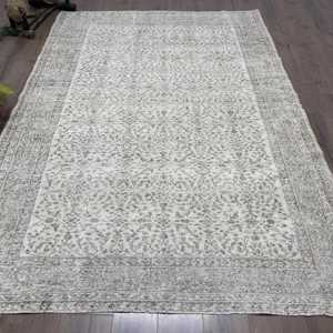 Tapis turc, tapis vintage 6,5x9,4 pieds, tapis oriental en laine gris - Product Image 1