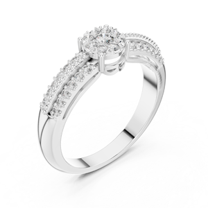 jewels 18k Luxury Gold Plated Flower Cluster <b>CZ</b> Diamond Engagement <b>Ring</b> for Women - Product Image 3