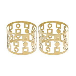 Rond de serviette en métal plaqué or avec des pierres de cristal ajoutant du luxe et de l'éclat à des paramètres de table spéciaux - Product Image 2