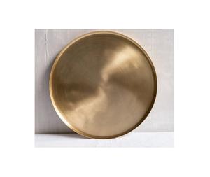 High Quality Handmade Brass Serving Tray Newly Fashionable Gold <b>Powder</b> Coated for Home or Wedding Gold Brass <b>Food</b> Platter - Product Image 6
