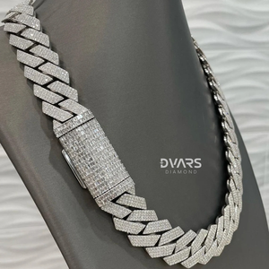 18mm 3-Row VVS Moissanite Iced 18K Gold Plated 925 Sterling Silver Cuban Link <b>Chain</b> Claw Setting Engagement Party Wedding Gift - Product Image 5