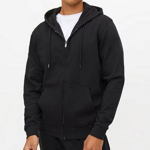 Custom Logo 300gsm Cotton Polyester Zip Hoodie for Men Stand Collar Full Zipper Fall Winter Fit Solid High Quality Plain Dyed - Product Image 1