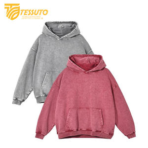 Sweats à capuche pour hommes 100% coton Argent et rose Sweats à capuche délavés à l'acide hommes Couleurs et tailles personnalisées Sweats à capuche thermiques respirants Tailles personnalisées - Product Image 1