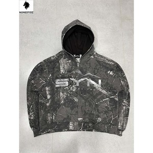 เสื้อฮู้ดดี้ผ้าฝ้ายฟลีซ 100% ปักโลโก้ตามสั่งสำหรับผู้ชาย เสื้อกันหนาวลำลอง พิมพ์ลายนูน 3 มิติ พิมพ์ลายสกรีน ผ้าฟอกสีพื้น - Product Image 4