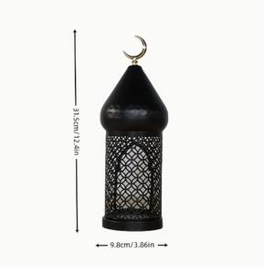 Lanterne marocaine en métal noir en forme de croissant avec des découpes complexes, lumière douce de bougie, décoration de table élégante pour le Ramadan, cadeau festif - Product Image 5