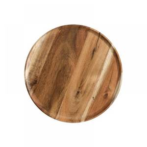 Plateau de service rond en bois d'acacia naturel fait à la main, grand plateau de service en bois massif de luxe, plateau à apéritif, plateau à charcuterie pour la décoration de la maison - Product Image 1