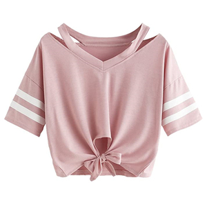 High Quality Women Polyester/Cotton Jersey V-neck Plus Size T <b>Shirts</b> Fashion Casual Soft Breathable Slim Fit Summer Everyday - Product Image 3