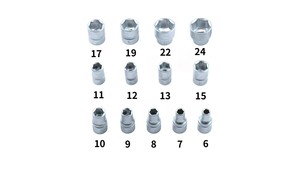 Jeu de douilles OEM de 18 pièces à entraînement manuel de 3/8 po avec douilles à 6 pans en acier au chrome-vanadium - Product Image 4