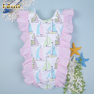 Conjunto de Traje de Baño para Bebés Niñas Babeeni, Estampado de Veleros, 100% Algodón Orgánico, Certificado OEKO-TEX, Venta al Por Mayor ODM, Mono de Manga Corta - Product Image 2