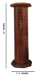 Porte-encens en bois artisanal, bois naturel, support pour encens agar, décoration pour la maison, la méditation et la puja - Product Image 5