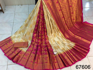 ส่าหรีผ้าไหมบริสุทธิ์ที่มีการทอผ้า Paithani Pallu ที่อุดมไปด้วย3D ดีไซน์แบบดั้งเดิมที่สวยงามทั้งหมด - Product Image 3