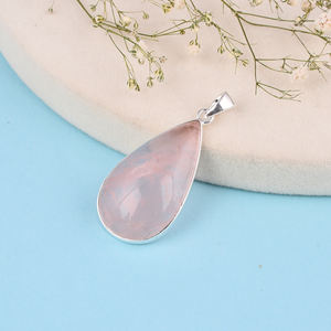 จี้เงินแท้ 925 พร้อมจี้เครื่องประดับและเสน่ห์อัญมณีโรสควอตซ์ธรรมชาติ - Product Image 5