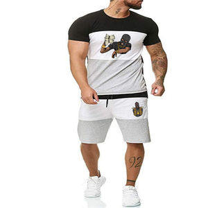 2023 hommes de haute qualité été décontracté Sport ensembles personnalisé imprimé à manches courtes t-shirt sweat Shorts solide deux pièces tenue pour - Product Image 6