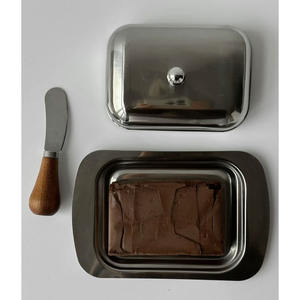 Plat à beurre en acier inoxydable écologique avec emballage en carton pour la décoration de table à la maison et à l'hôtel, design minimaliste moderne - Product Image 5