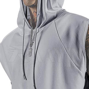 Débardeur à capuche décontracté pour hommes personnalisé 100% coton respirant séchage rapide Gym Fitness Pullover Sweatshirt - Product Image 6