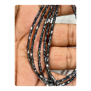 AAA ลูกปัดท่อเพชรสีดำธรรมชาติขนาด17นิ้วยาว3-4มม. - Product Image 1