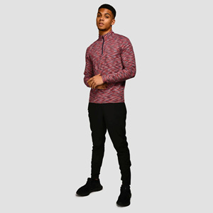 Logo réfléchissant léger respirant rouge Cardinal 88% Polyester 12% élasthanne coupe Slim hommes Trail 1/4 Zip manches longues chemise - Product Image 3