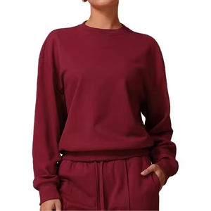 Sweat-shirts en molleton de coton à col rond pour femmes, personnalisés en gros, anti-rides, doublés, avec broderies et motifs imprimés - Product Image 3