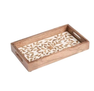 Meilleures ventes Plateau de service à thé en bois naturel émaillé imprimé Verres pour ustensiles de cuisine et petit-déjeuner Plateau décoratif de salon - Product Image 4