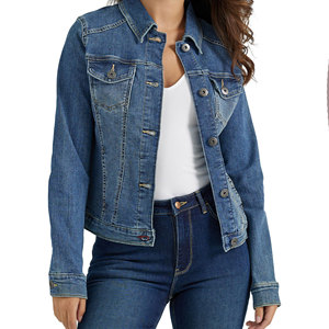 Vestes en jean OEM, vêtements d'hiver tendance, impression personnalisée avec logo, manches longues, teinture unie, vente en gros de vestes en jean pour femmes - Product Image 1
