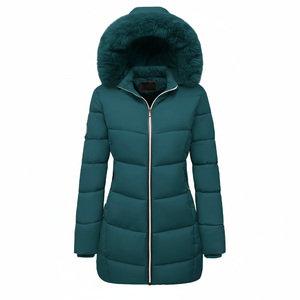 Hooded Logo Puffer Jacket for Women Autumn/Winter ELEGANT Solid Breathable Woven Loose Casual Top <b>Padded</b> Lining Cotton/Bamboo - Product Image 6