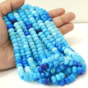 Neon Blue Opal Rondelle <b>Beads</b>: AAA Gemstone Jewelry Craft (7-10mm, 15") - Product Image 1