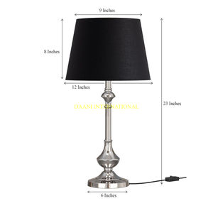Lámpara de mesa de aluminio pulido con pantalla negra, iluminación decorativa moderna para dormitorio, sala de estar, escritorio de oficina y lámparas de decoración del hogar - Product Image 2