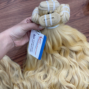 Extensiones de cabello humano vietnamita crudo 100% de trama ondulada natural de lujo con color rubio a precio de fábrica - Product Image 3